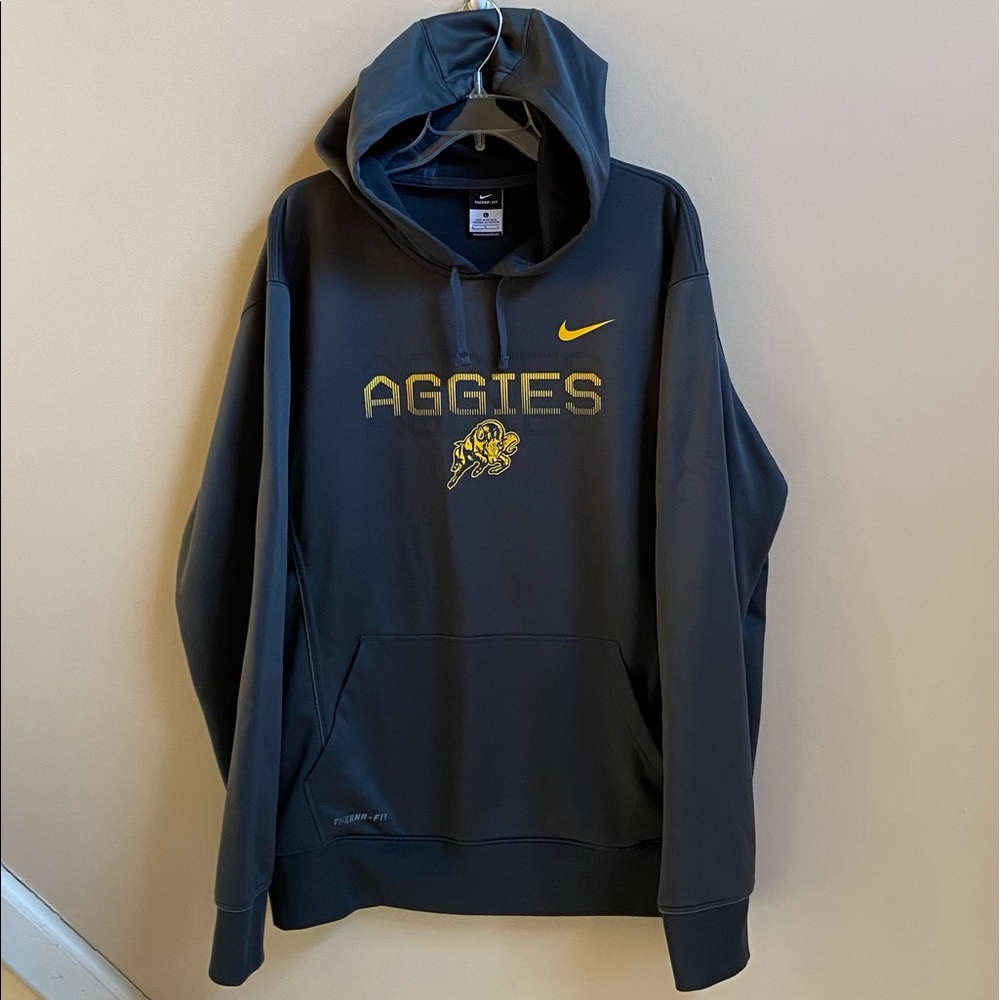 NIKE MENS SPORTSWEAR TECH FLEECE PULLOVER HOODIE “AGGIES TEAM “/GRAY/LARGE